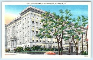 SCRANTON, Pennsylvania PA ~ TECHNICAL HIGH SCHOOL ca 1940s Linen  Postcard