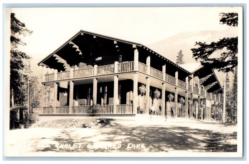 Alberta Canada Postcard The Chalet Emerald Lake Byron Harmon c1920's RPPC Photo