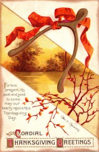 Thanksgiving Greetings With Wishbone 1913 Clapsaddle