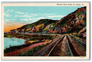 1948 Missouri River Bluffs Railroad Train St. Joseph Missouri MO Posted Postcard 