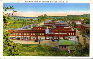 Postcard Birds Eye View of Business District in Corbin, Kentucky~1712