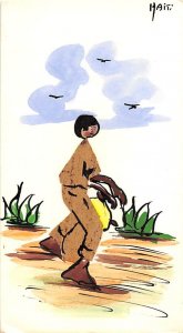 Haiti Man Thin wood on front, Non Postcard Backing Haiti Unused 