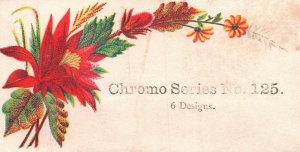 1880s-90s Red & Green Flowers Chromo Series 6 Designs Trade Card