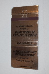 James B. Gaffney Funeral Home 30 Rear Strike Matchbook Cover