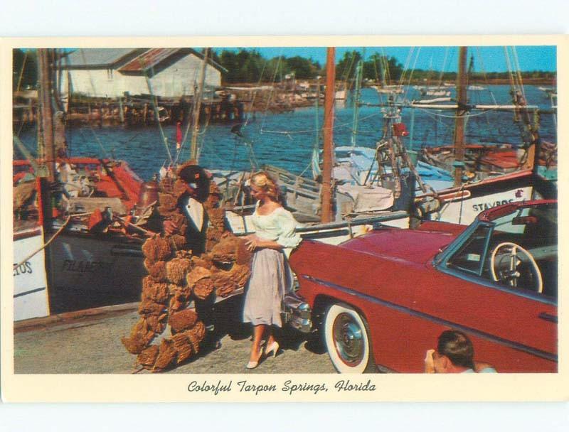 1950's OLD CAR BY THE SPONGES Tarpon Springs - Near Tampa Florida FL E7125