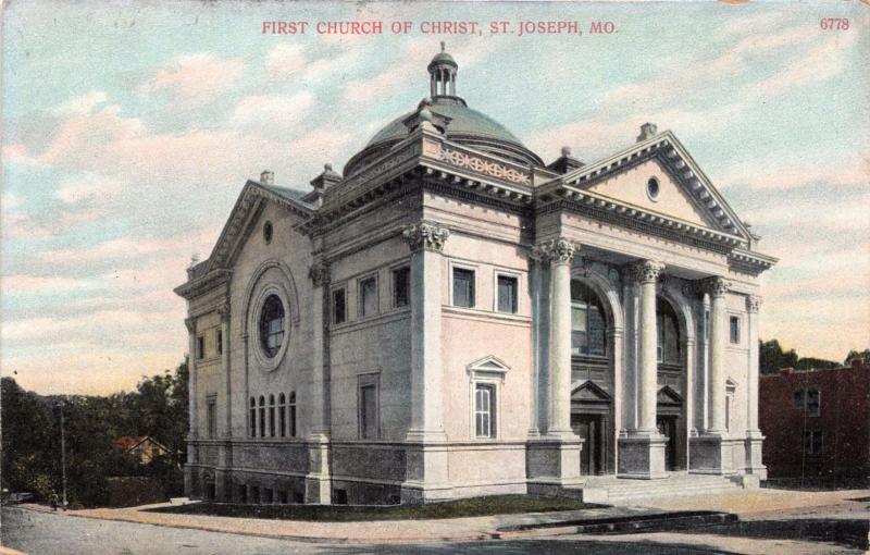 ST JOSEPH  MISSOURI FIRST CHURCH OF CHRIST POSTCARD 1910s