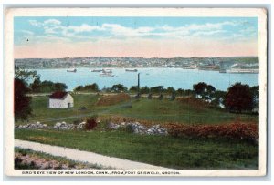 c1920's Bird's Eye View of New London From Fort Griswold Groton CT Postcard