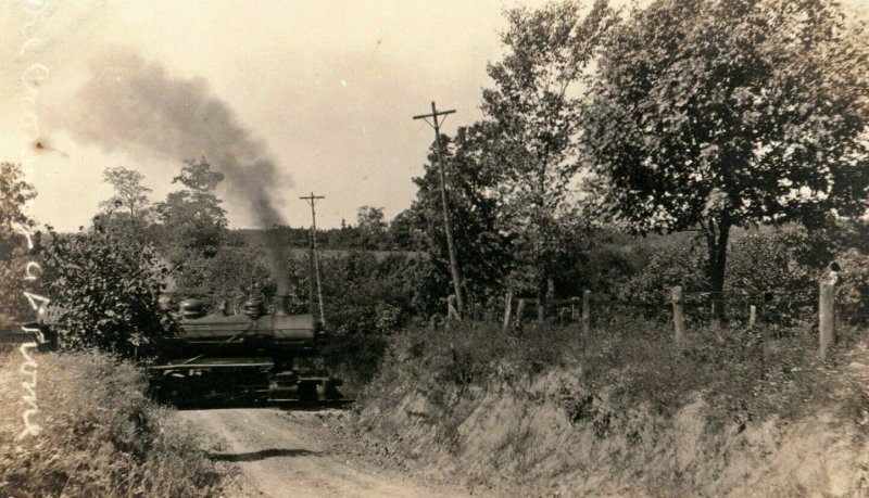 C.1910 RPPC C.E.I Train Crossing Road Boyertown, PA. Postcard P165