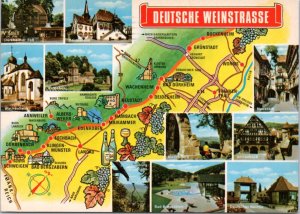 Postcard Germany Map -  The Wine Road