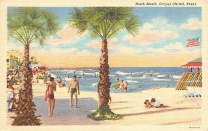 CORPUS CHRISTI, Texas TX   NORTH BEACH SCENE Boardwalk~Surf Shop c1940s Postcard