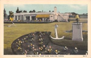 HAMILTON, Canada  ROYAL HAMILTON YACHT CLUB Garden~Anchor~Bell  c1940's Postcard