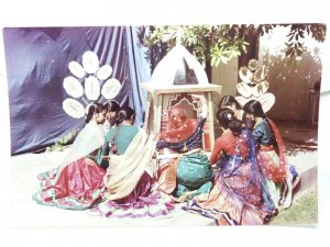 Group of Young Ladies Kneeling by Memorial New Delhi India Vintage Postcard