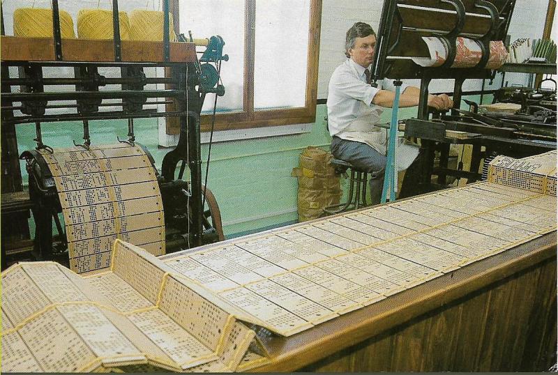 Jacquard Card cutting, New Mills, Braintree, Essex, colour photo postcard