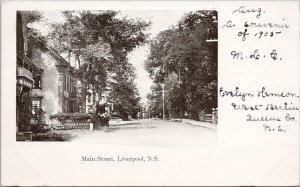 Liverpool Nova Scotia Main Street c1905 West Berlin NS Cancel Postcard E79