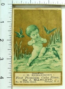 1870's J. Marlatt First Premium Cake Flour, J.H. Richardson Angel Trade Card F97