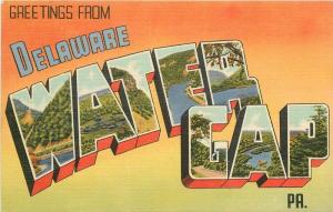 1940s Water Gap Pennsylvania Large Letters multi View Colorpicture linen 994