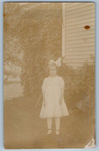 Child Girl House Backyard Mouffitt Spokane Washington WA RPPC Photo Postcard