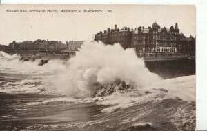 Lancashire Postcard - Rough Sea, Opposite Hotel Metropole Blackpool - Ref ZZ3984