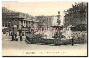 Old Postcard Fountain Bordeaux and Place de la Comedie