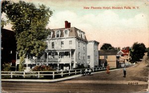 Postcard NY Rensselaer County Hoosick Falls New Phoenix Hotel Dirt Road 1917 H8