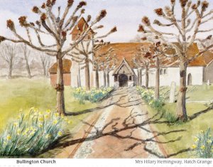 Bullington Church Hampshire Painting Postcard