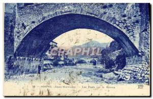 Old Postcard Sospel Bridges on Bevera