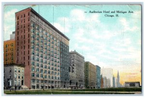 1909 Auditorium Hotel and Michigan Hotel Chicago Illinois IL Postcard