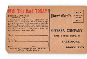 Baltimore Maryland MD Vintage Postcard Superba Co. Tobacco Remedy Advertisement
