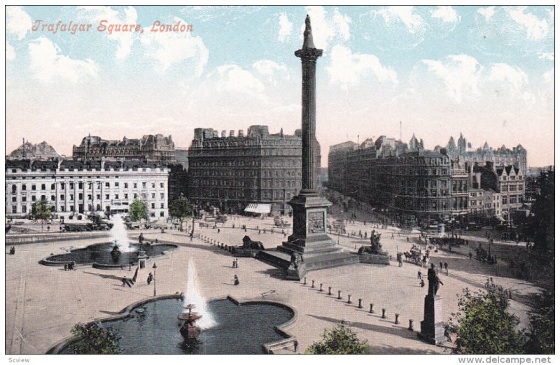 Trafalgar Square, Waterfountains, LONDON, England, UK, 1900-1910s