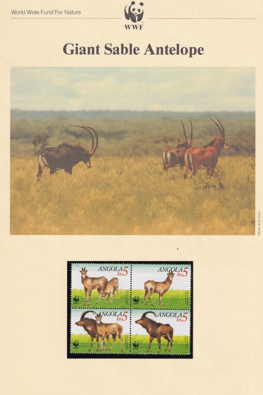 Giant Sable Antelope Angola WWF Stamps and Set Of 4 First Day Cover Bundle