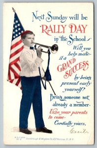 Patriotic American Flag Rally Day  Waterbury  Connecticut  Postcard  c1907