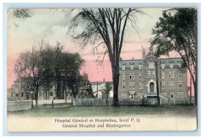 1921 Hospital General Et Horphelina Sorel P.Q. General And Kindergarten Postcard