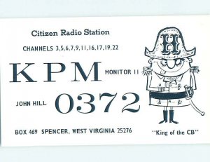 Pre-1980 RADIO CARD - CB HAM OR QSL Spencer West Virginia WV AH0697