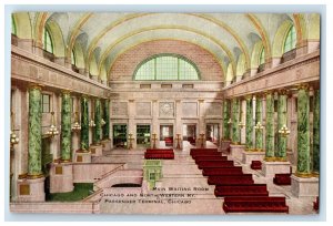 c1910 Interior, Waiting Room, Chicago and North West Railway Chicago IL Postcard
