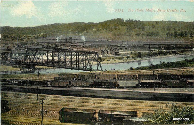 C-1910 Tin Plate Mills Railroad NEW CASTLE PA HAMM Postcard factory industry