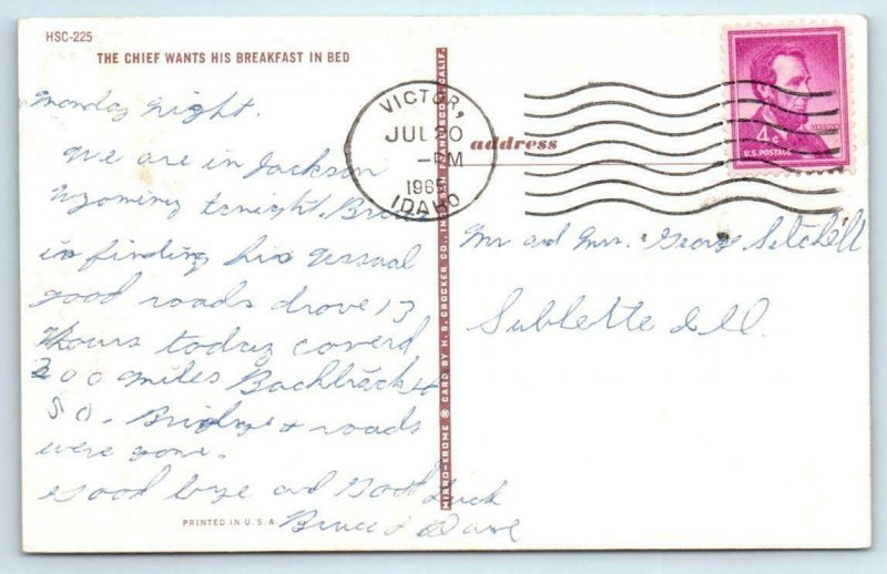 Comic Cannibal CHIEF WANTS HIS BREAKFAST IN BED Risque 1965 Postcard