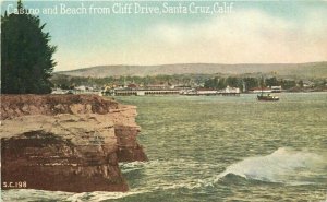 Casino Beach Cliff Santa Cruz California #SC198 C-1910 Postcard Pacific 9526 