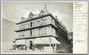 BLUEFIELD W.V. ALTAMONT UNDIVIDED 1907 UNDIVIDED ANTIQUE POSTCARD w/ CORK CANCEL