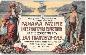 Antique Postcard SAN FRANCISCO Poster-Style PPIE Bear Flag 1915 Exposition Vote