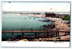Watch Hill Rhode Island RI Postcard View Of Bathing Beach c1905 Unposted Antique