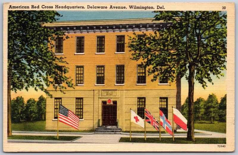 Vtg Wilmington Delaware DE American Red Cross Headquarters Linen View Postcard