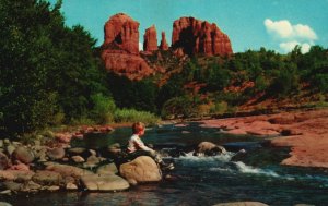 Vintage Postcard Cathedral Rock In Lower Oak Creek Canyon Arizona AZ Ektachrome