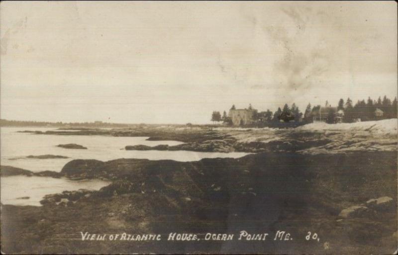 Ocean Piont ME Atlantic House in Distance Real Photo Postcard 1914