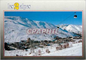 Modern Postcard Dauphine France Les 2 Alpes General view tracks and cable car...