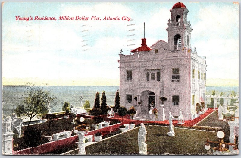 1912 Young's Residence Million Dollar Pier Atlantic City NJ Posted Postcard