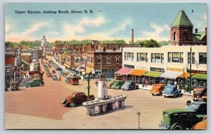 Dover NH~Upper Square Looking Downhill~A&P Grocery Store~1940s Cars~Linen PC