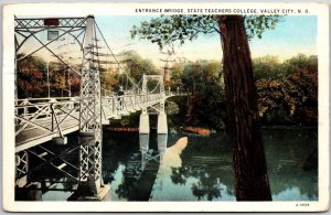 1933 Entrance Bridge State Teachers College Valley City North Dakota ND Postcard