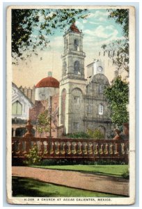 1922 Rock Fence at a Church View at Aguas Calientes Mexico Fred Harvey Postcard