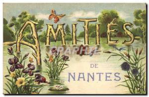 Old Postcard Amities Nantes Butterfly Flowers