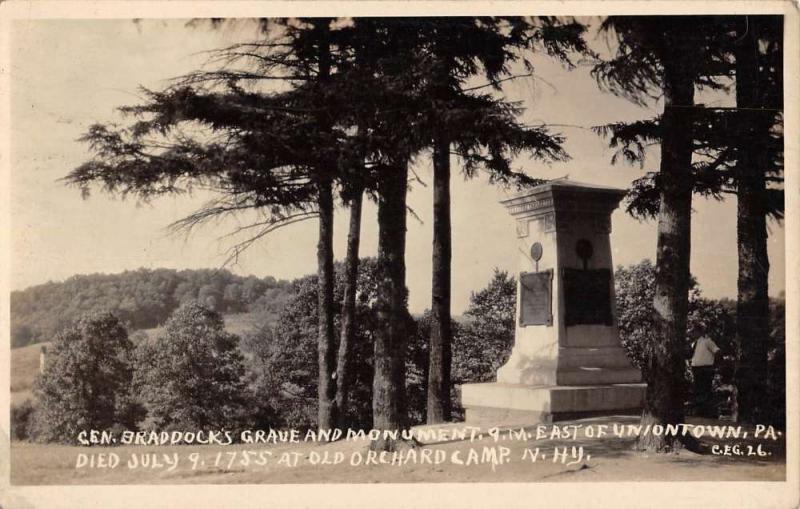 Uniontown Pennsylvania Braddocks Grave Real Photo Antique Postcard K105267